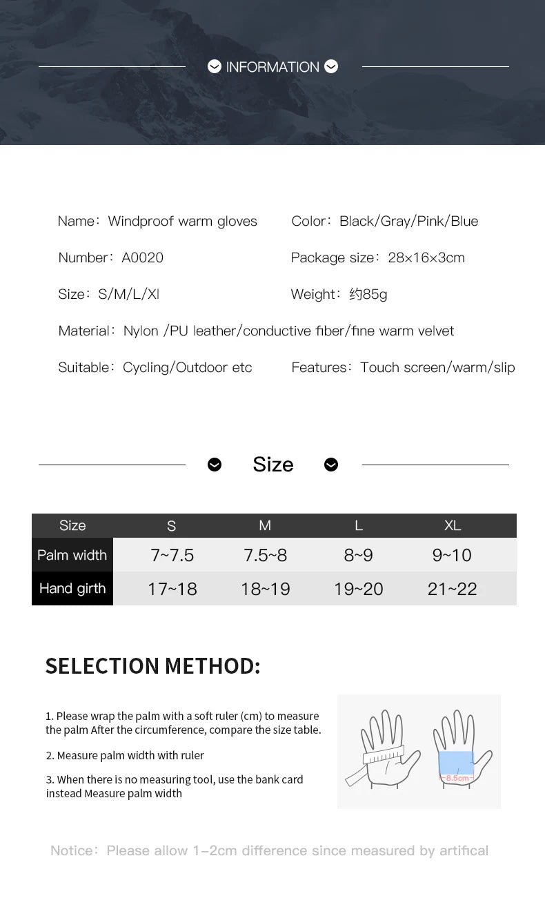 Zipper Winter Gloves for Men Women, Thermal Touchscreen Gloves Waterproof Windproof for Cycling, Skiing, Running & Cold Weather