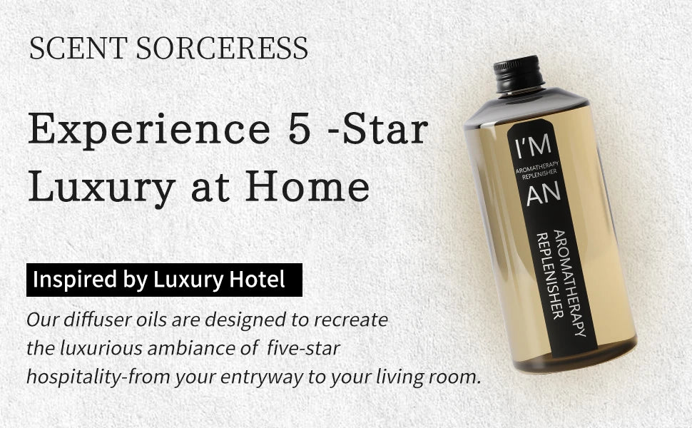 500ML /200ML Hilton-Style Flameless Aromatherapy Essential Oil Long-Lasting Hotel Quality Air Diffuser Supplement for Home Humidifier