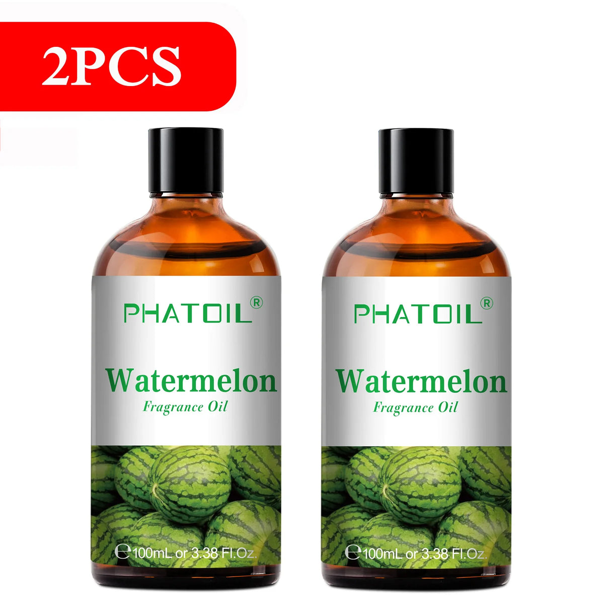 PHATOIL 2PCS 100ml Fragrance Oil Set for Diffuser Humidifier Soap Candle Making 3.38FL.OZ Long Lasting Aroma Oils Coconut & Vanilla Mango Cherry Strawberry Apple Lemon Peach