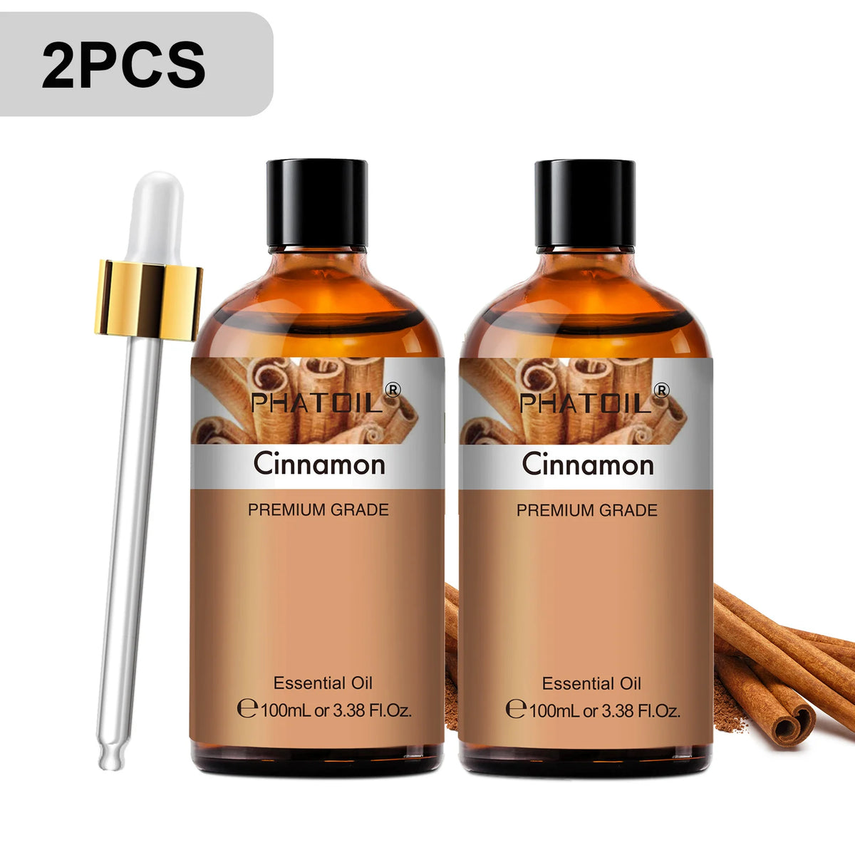 PHATOIL 2PCS Pure Aromatherapy Essential Oils for Diffuser Humidifier Soap Candle Making 100ml Vanilla Lavender Sandalwood Lemon Cinnamon Aroma Essential Oil Set