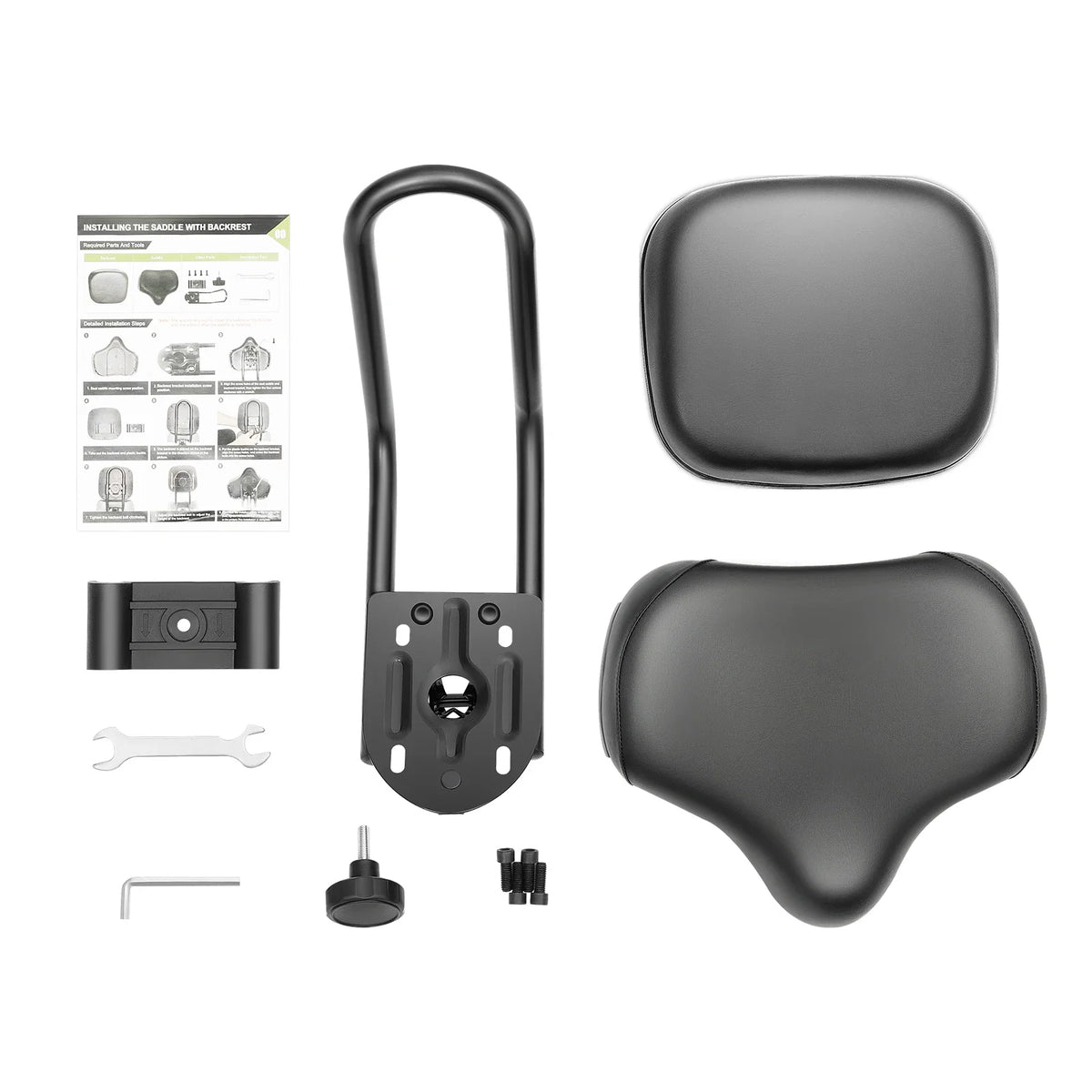 NEW Oversized Bike Seatw/Backrest,Comfort Soft Bicycle Saddle Replacement, w/Memory Foam Padded for Tricycle Mountain Bike