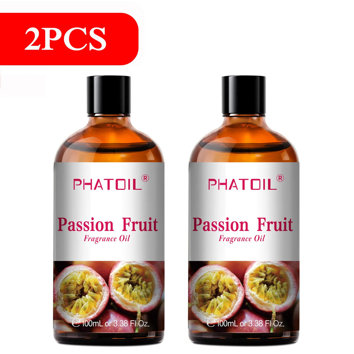 PHATOIL 2PCS 100ml Fragrance Oil Set for Diffuser Humidifier Soap Candle Making 3.38FL.OZ Long Lasting Aroma Oils Coconut & Vanilla Mango Cherry Strawberry Apple Lemon Peach