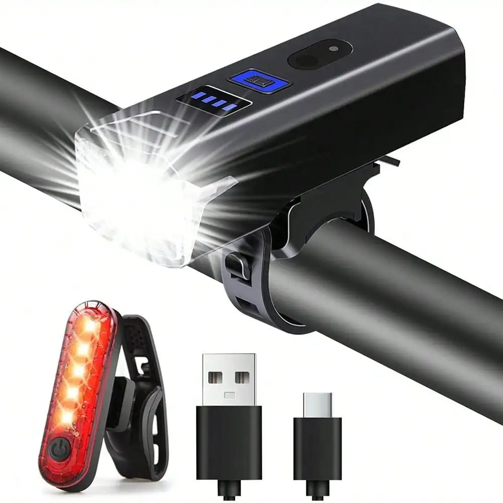 Bright USB Rechargeable Bicycle Light, Bike Front And Rear Lights For Night Riding, 4 Lighting Modes Bicycle Headlight, Suitable For Mountain And Road Cycling