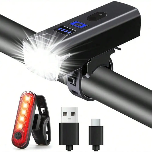 Bright USB Rechargeable Bicycle Light, Bike Front And Rear Lights For Night Riding, 4 Lighting Modes Bicycle Headlight, Suitable For Mountain And Road Cycling