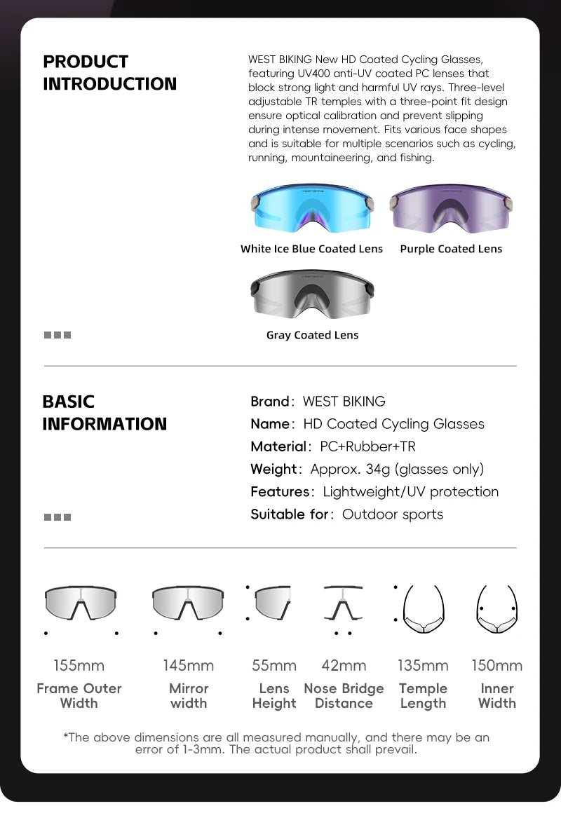 WEST BIKING Aero Beak Man Cycling Glasses Sports Sunglasses Road Bike Mountain TR90 Bicycle Glasses Riding Goggle Sports Eyewear