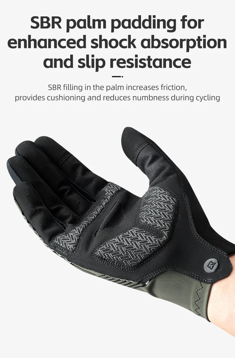 ROCKBROS Cycling Gloves Spring Summer Breathable MTB Road Bike Non-slip Gloves Touch Screen Full Finger Motorcycle Riding Gloves