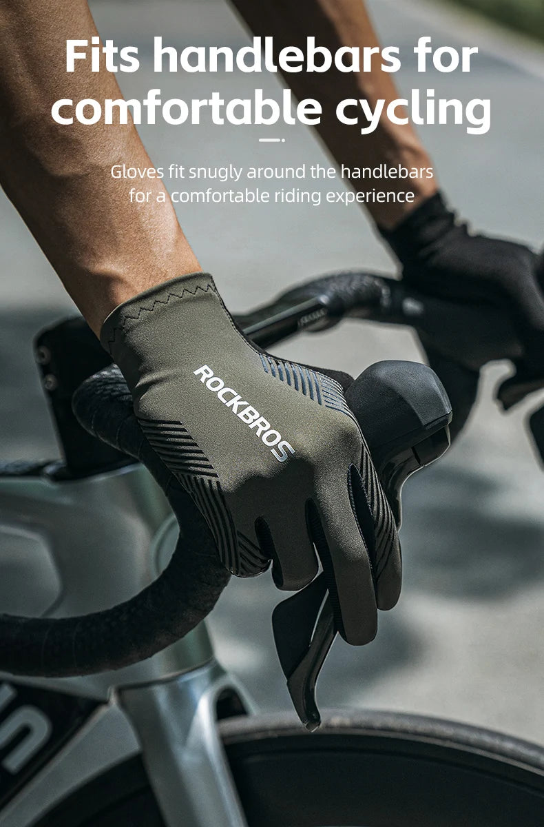 ROCKBROS Cycling Gloves Spring Summer Breathable MTB Road Bike Non-slip Gloves Touch Screen Full Finger Motorcycle Riding Gloves
