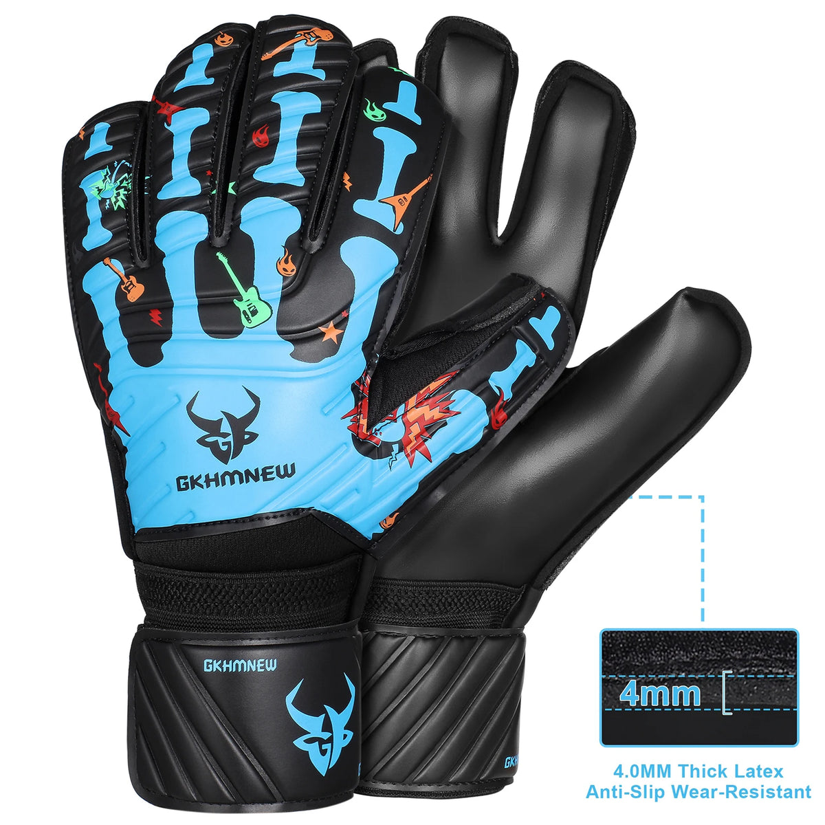 Goalkeeper Gloves with Fingersave, Breathable Soccer Goalie Gloves, 4mm Latex, for Kids, Youth and Adult