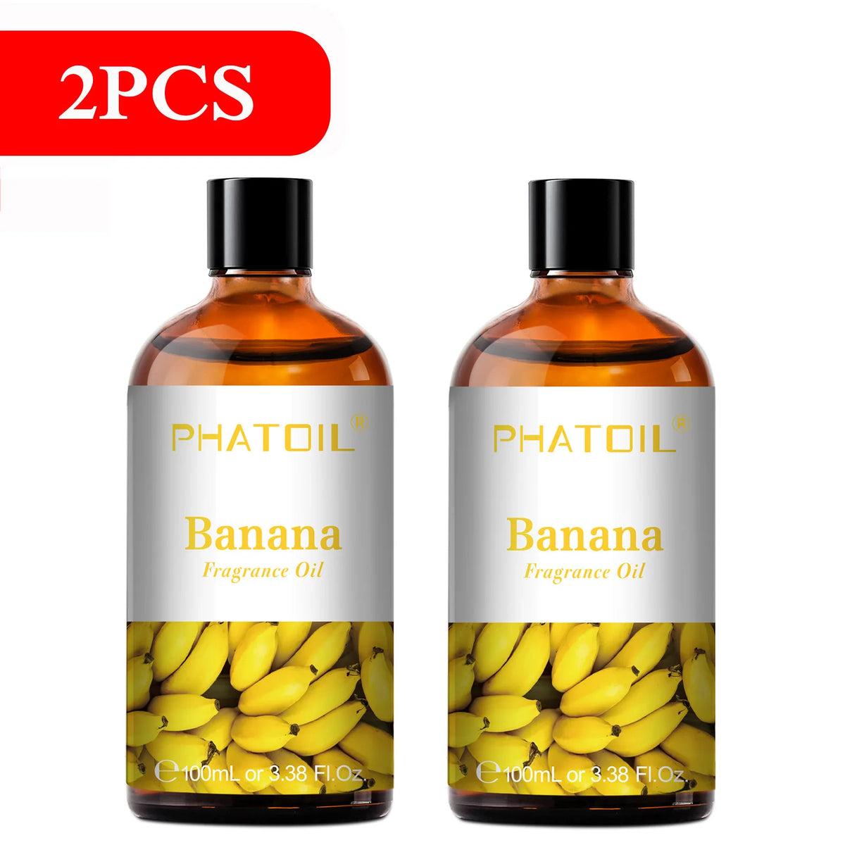 PHATOIL 2PCS 100ml Fragrance Oil Set for Diffuser Humidifier Soap Candle Making 3.38FL.OZ Long Lasting Aroma Oils Coconut & Vanilla Mango Cherry Strawberry Apple Lemon Peach