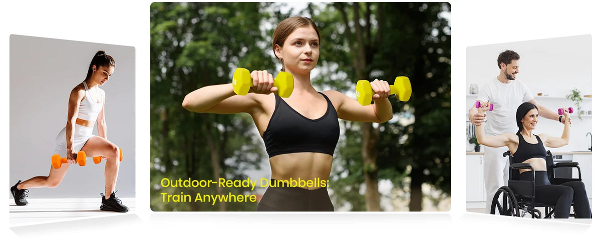 Anti Slip Hexagon Dumbbells Neoprene Coated Free Weight Set of 2 Pairs for Home Gym Strength Training Fitness Equipment Men Women Beginners Workout Anti Roll Design Dumbbell Hand Weights for Strength Resistance Training