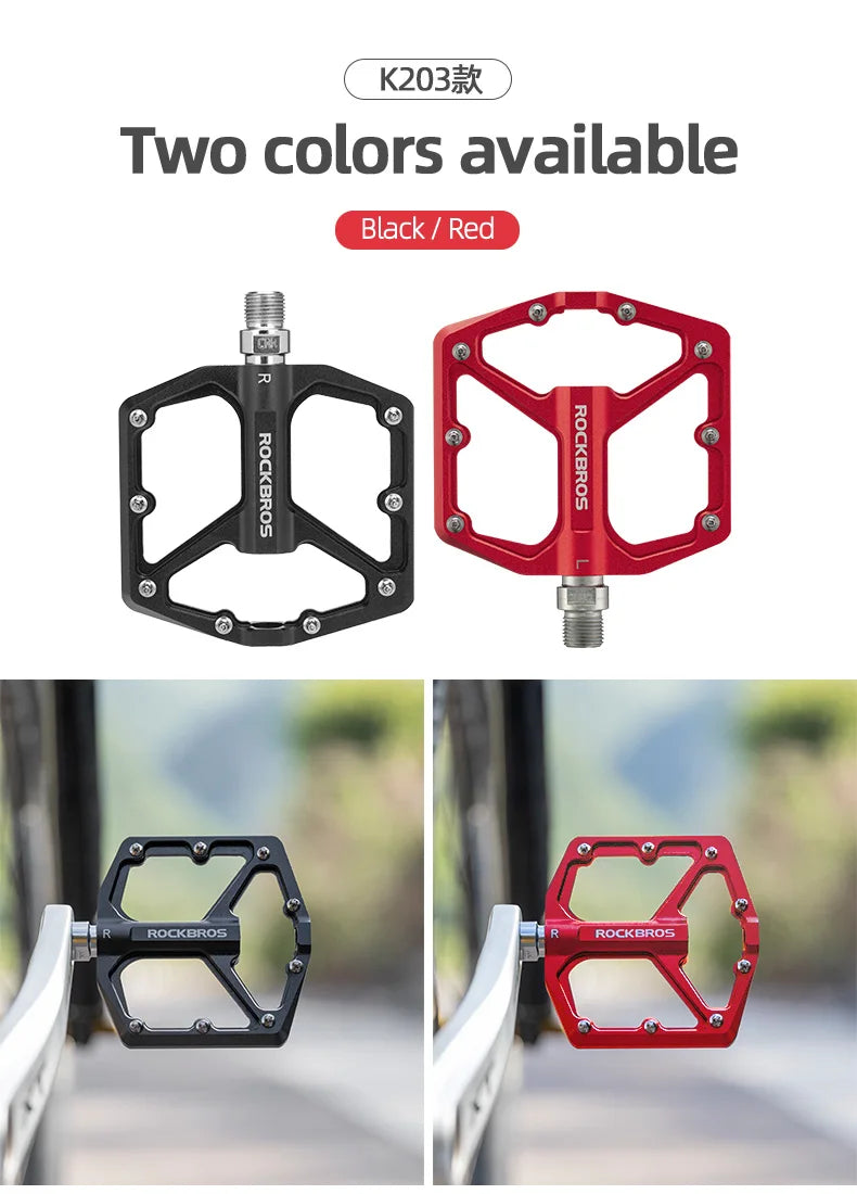ROCKBROS Bike Pedals Aluminum Alloy Anti-slip One-Piece Ultralight Sealed Bearing Cycling Pedals Waterproof Bicycle Accessories