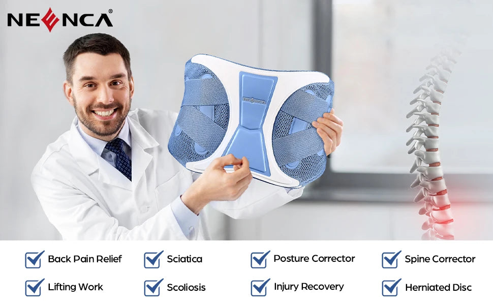 NEENCA Back Support Brace Adjustable Lumbar Support Belt Waist Wrap for Lower Back Pain Relief, Injuries, Sciatica, Scoliosis