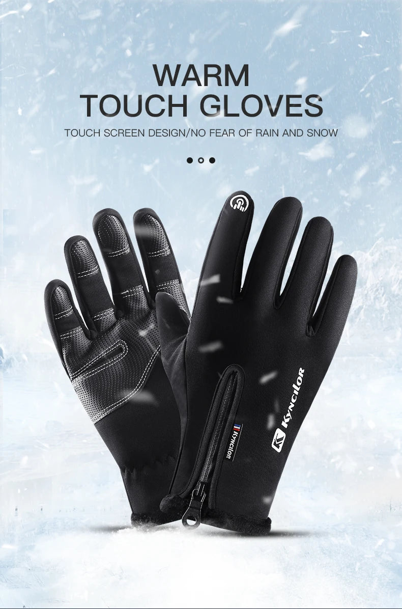Zipper Winter Gloves for Men Women, Thermal Touchscreen Gloves Waterproof Windproof for Cycling, Skiing, Running & Cold Weather