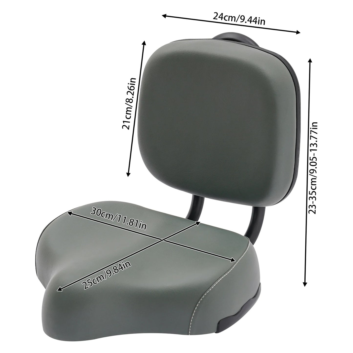 Gray Electric Tricycle Seat With Adjustable Backrest  Iron Frame 23-35cm Height Adjust  For E-Bike Beach Trike Adult Kid Riding