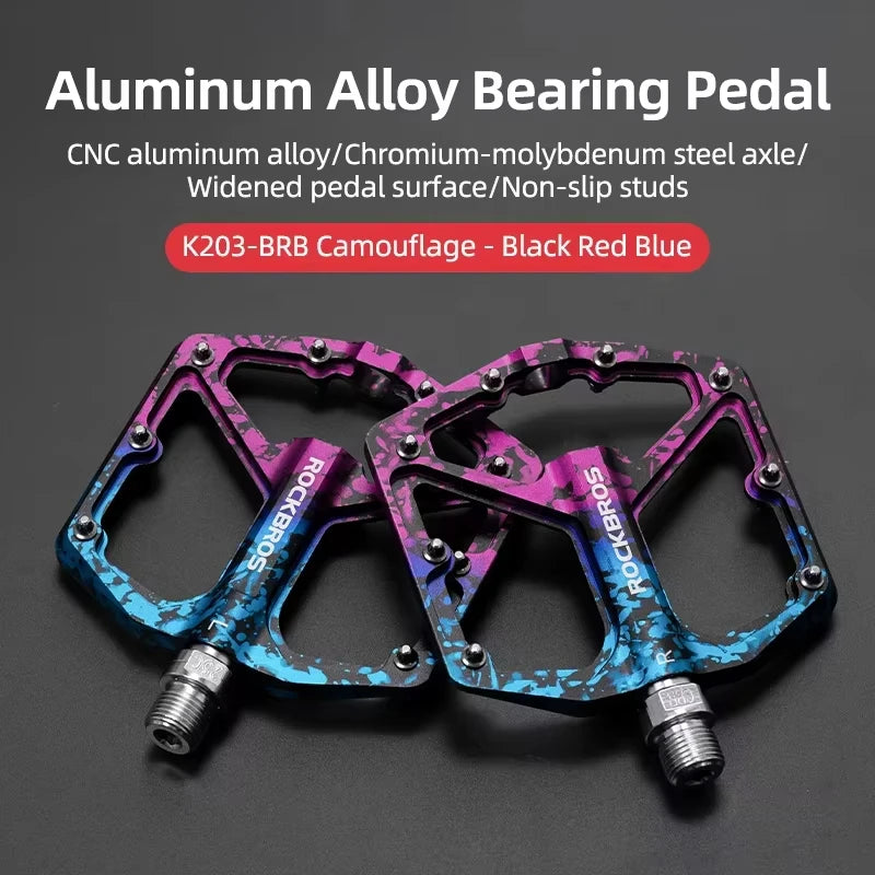 ROCKBROS Bike Pedals Aluminum Alloy Anti-slip One-Piece Ultralight Sealed Bearing Cycling Pedals Waterproof Bicycle Accessories