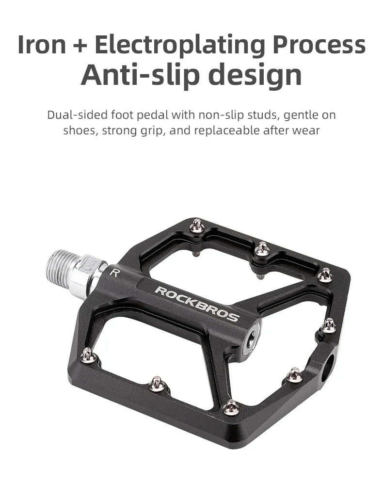 ROCKBROS Bike Pedals Aluminum Alloy Anti-slip One-Piece Ultralight Sealed Bearing Cycling Pedals Waterproof Bicycle Accessories