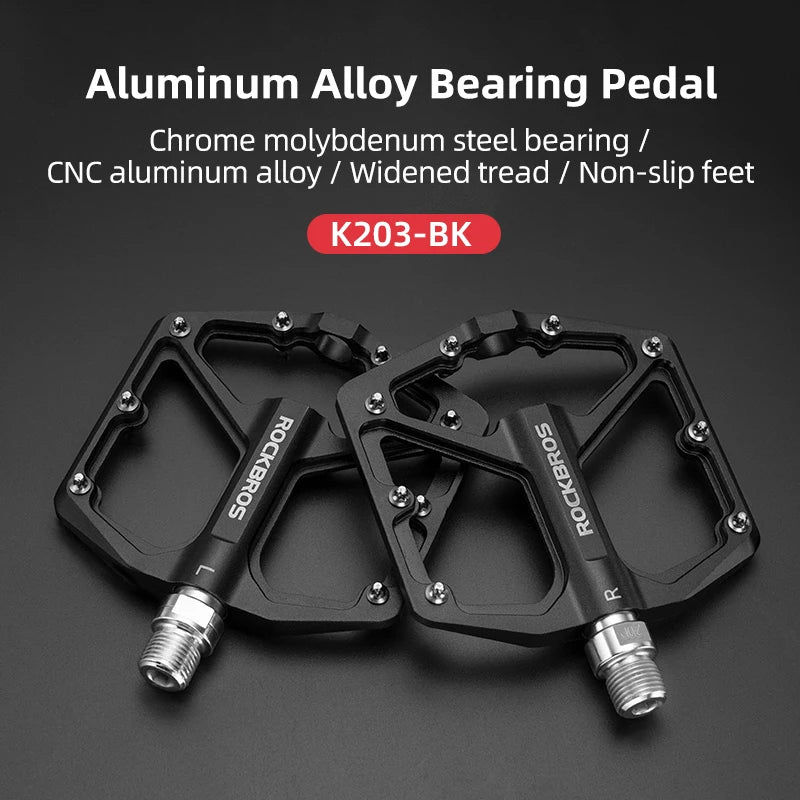 ROCKBROS Bike Pedals Aluminum Alloy Anti-slip One-Piece Ultralight Sealed Bearing Cycling Pedals Waterproof Bicycle Accessories