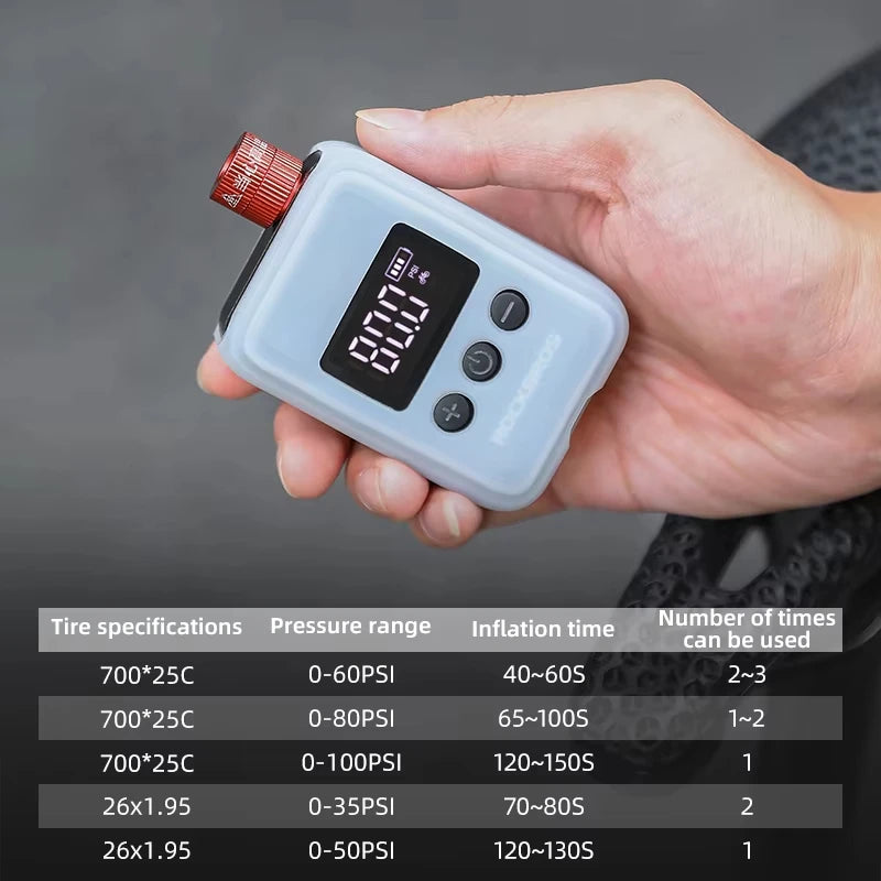ROCKBROS Bicycle Pump 150PSI Portable Pocket Electric Air Pump Schrader Presta Valve MTB Rechargeable Compressor Tire Inflator