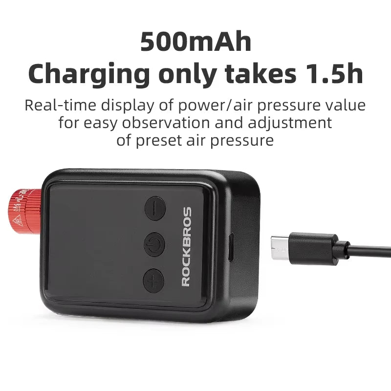 ROCKBROS Bicycle Pump 150PSI Portable Pocket Electric Air Pump Schrader Presta Valve MTB Rechargeable Compressor Tire Inflator