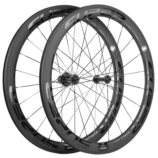 SUPERTEAM 50mm Clincher Tubeless Carbon Wheelset Road Bicycle Wheel 700C UCI Approved Carbon Rim