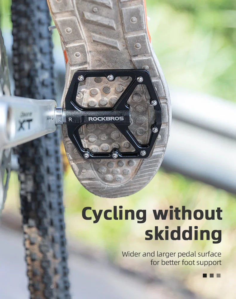 ROCKBROS Bike Pedals Aluminum Alloy Anti-slip One-Piece Ultralight Sealed Bearing Cycling Pedals Waterproof Bicycle Accessories