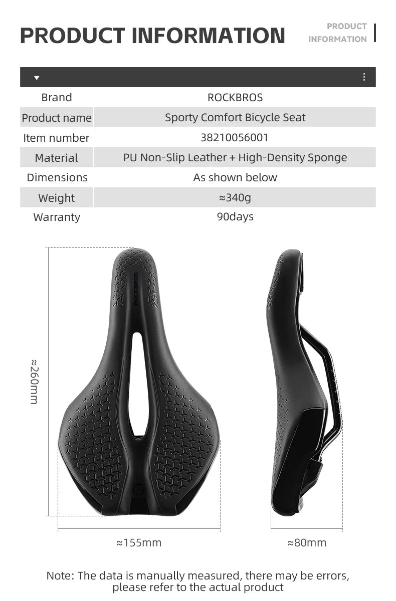 ROCKBROS Local Ship Bicycle Saddle Hollow Breathable Shockproof Cycling Seat PU Non-Slip Leather Cushion Lightweight Bike Saddle