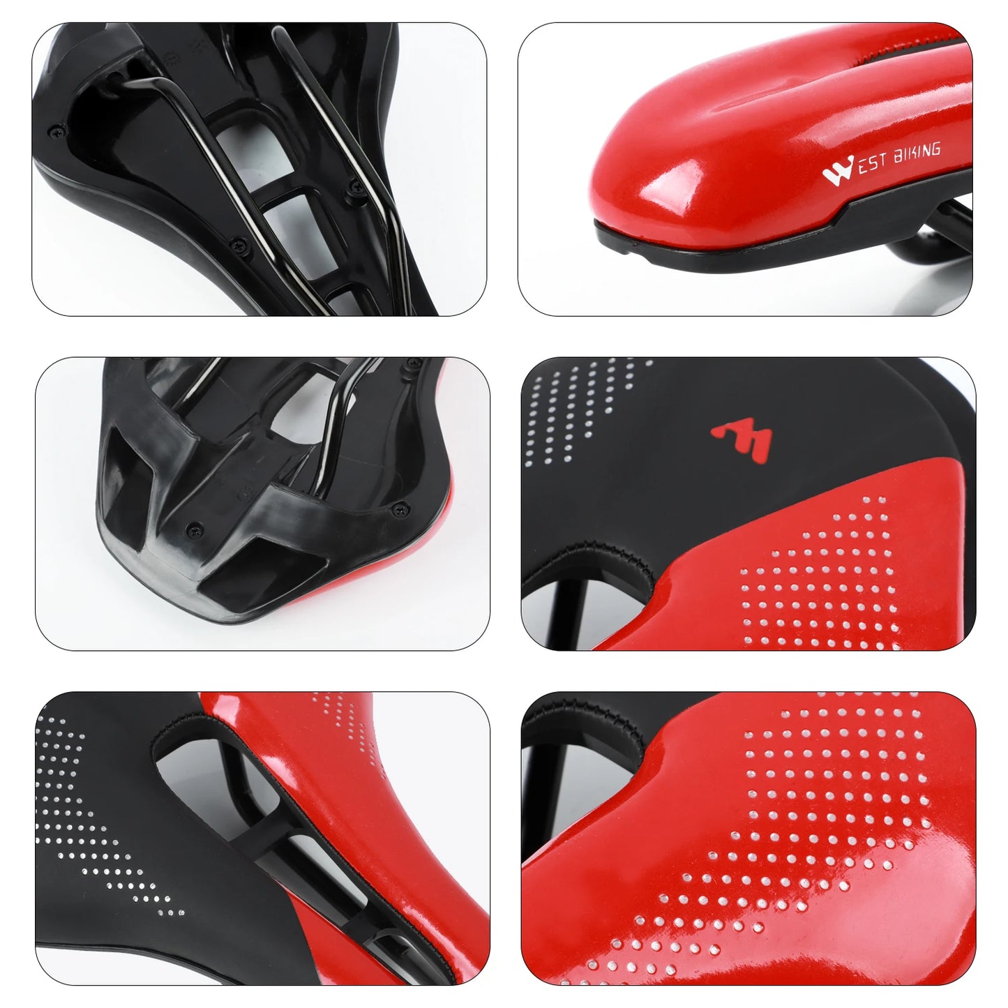 WEST BIKING Bicycle Saddle Hollow Breathable Road Bike Seat Ultralight Durable Shockproof Bicycle Seat Cushion Cycling Parts