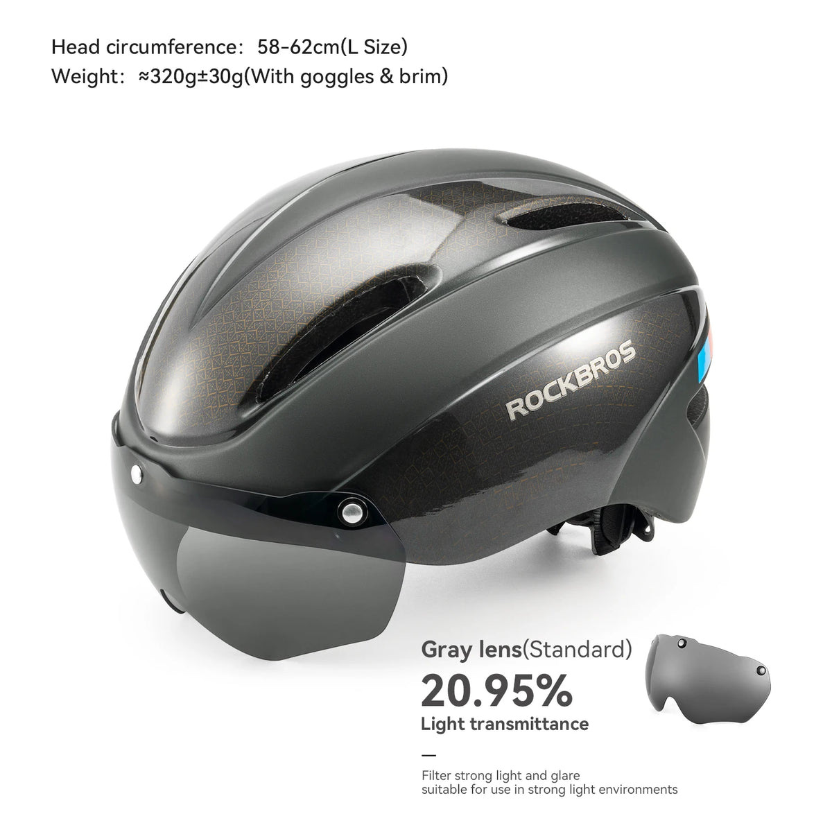 ROCKBROS Bicycle Helmet  Aero Cycling Helmet Integrally-molded Bike Helmet Men Women Goggles Lens MTB Road Cycling Equipment