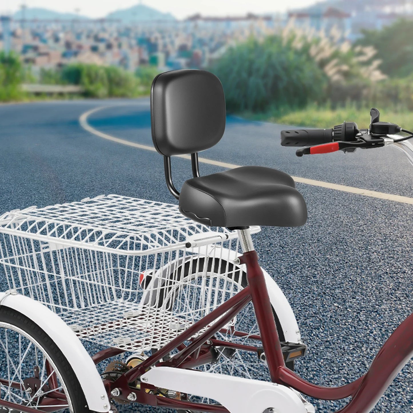 NEW Oversized Bike Seatw/Backrest,Comfort Soft Bicycle Saddle Replacement, w/Memory Foam Padded for Tricycle Mountain Bike