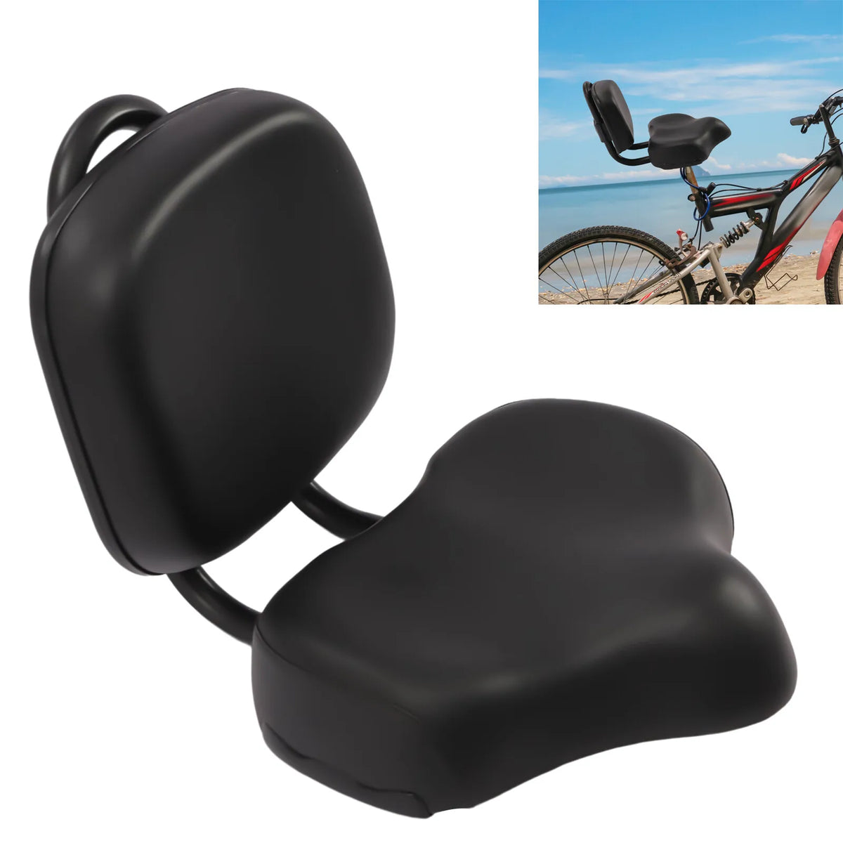 NEW Oversized Bike Seatw/Backrest,Comfort Soft Bicycle Saddle Replacement, w/Memory Foam Padded for Tricycle Mountain Bike