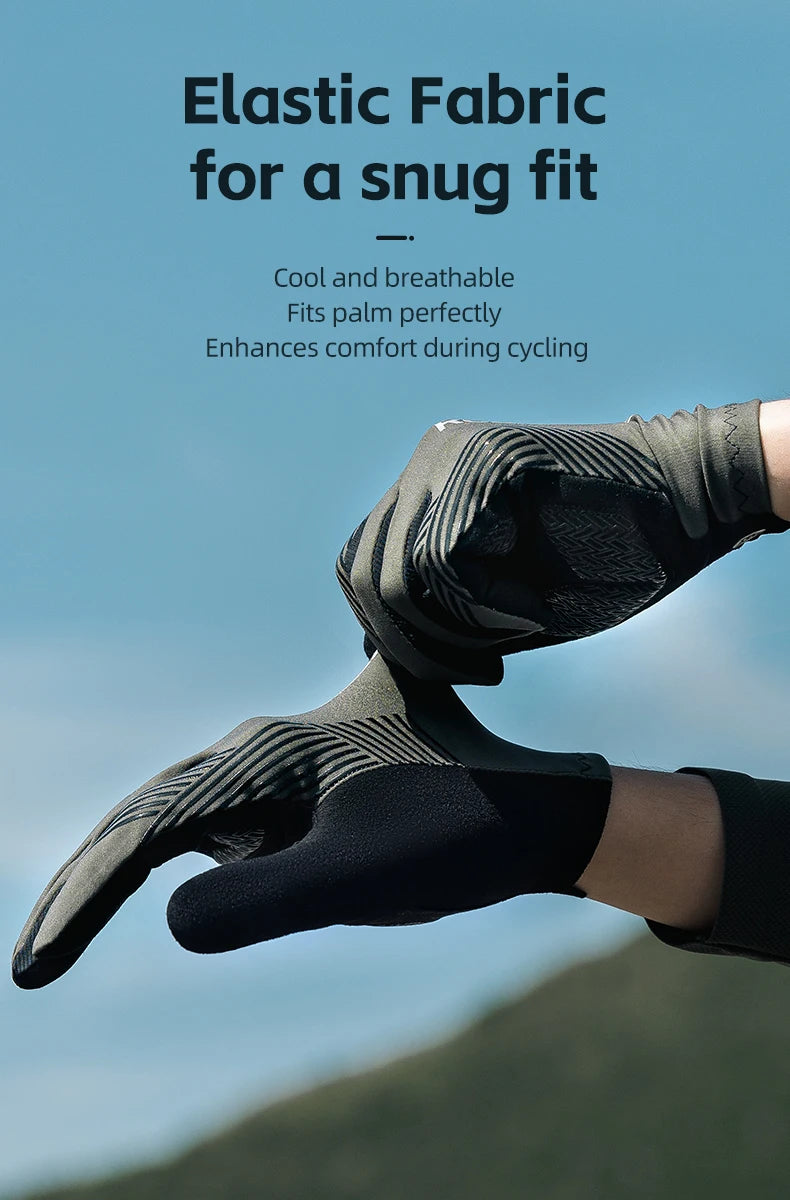 ROCKBROS Cycling Gloves Spring Summer Breathable MTB Road Bike Non-slip Gloves Touch Screen Full Finger Motorcycle Riding Gloves