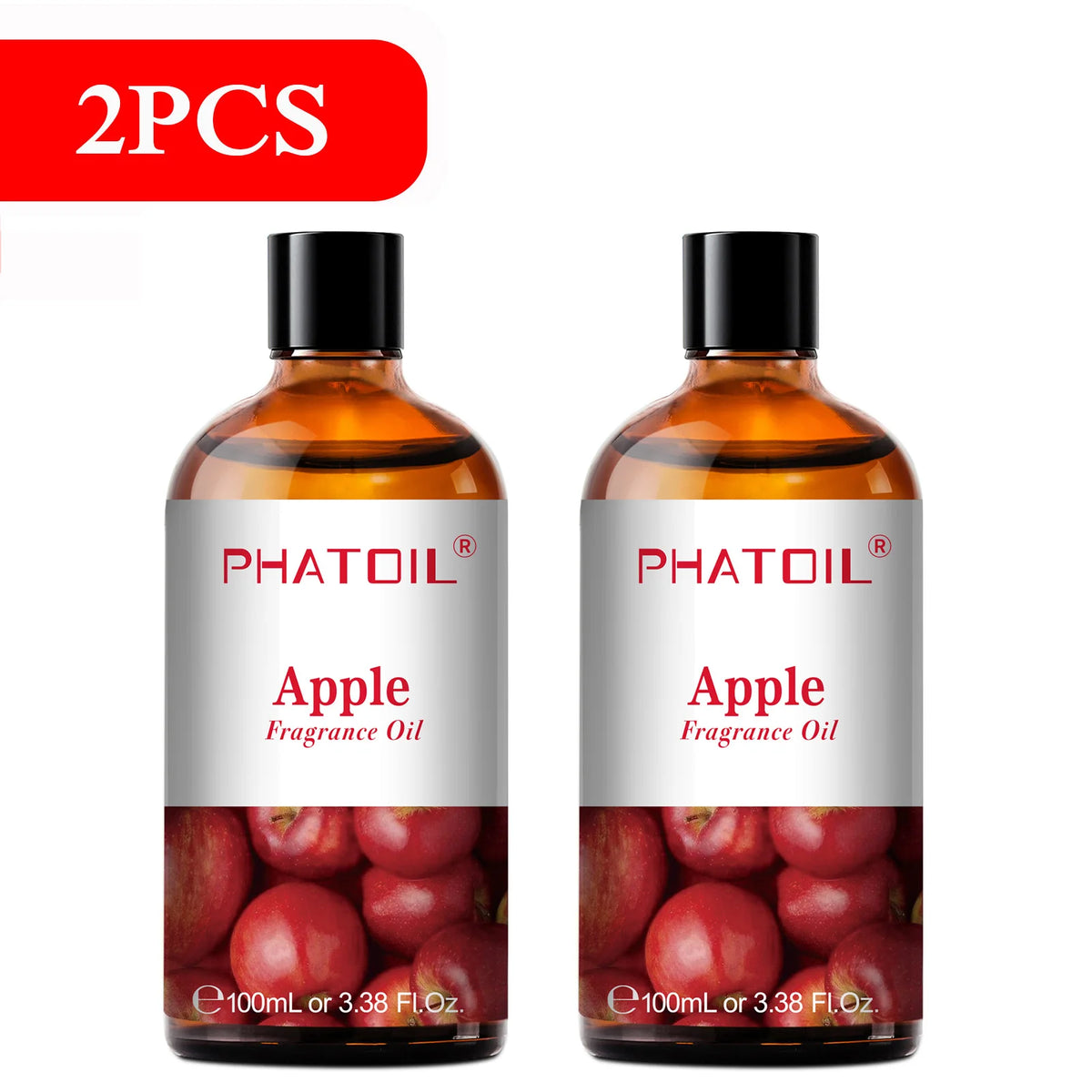 PHATOIL 2PCS 100ml Fragrance Oil Set for Diffuser Humidifier Soap Candle Making 3.38FL.OZ Long Lasting Aroma Oils Coconut & Vanilla Mango Cherry Strawberry Apple Lemon Peach