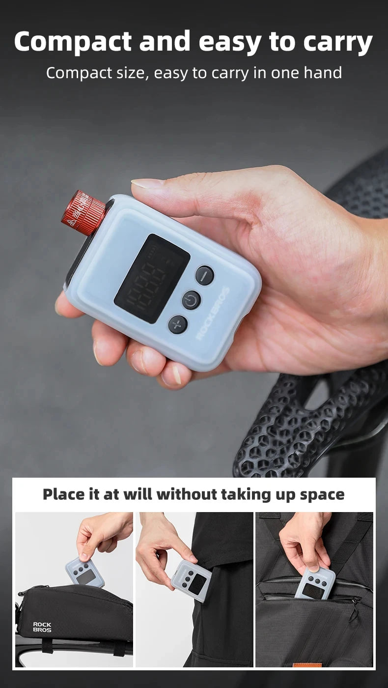 ROCKBROS Bicycle Pump 150PSI Portable Pocket Electric Air Pump Schrader Presta Valve MTB Rechargeable Compressor Tire Inflator