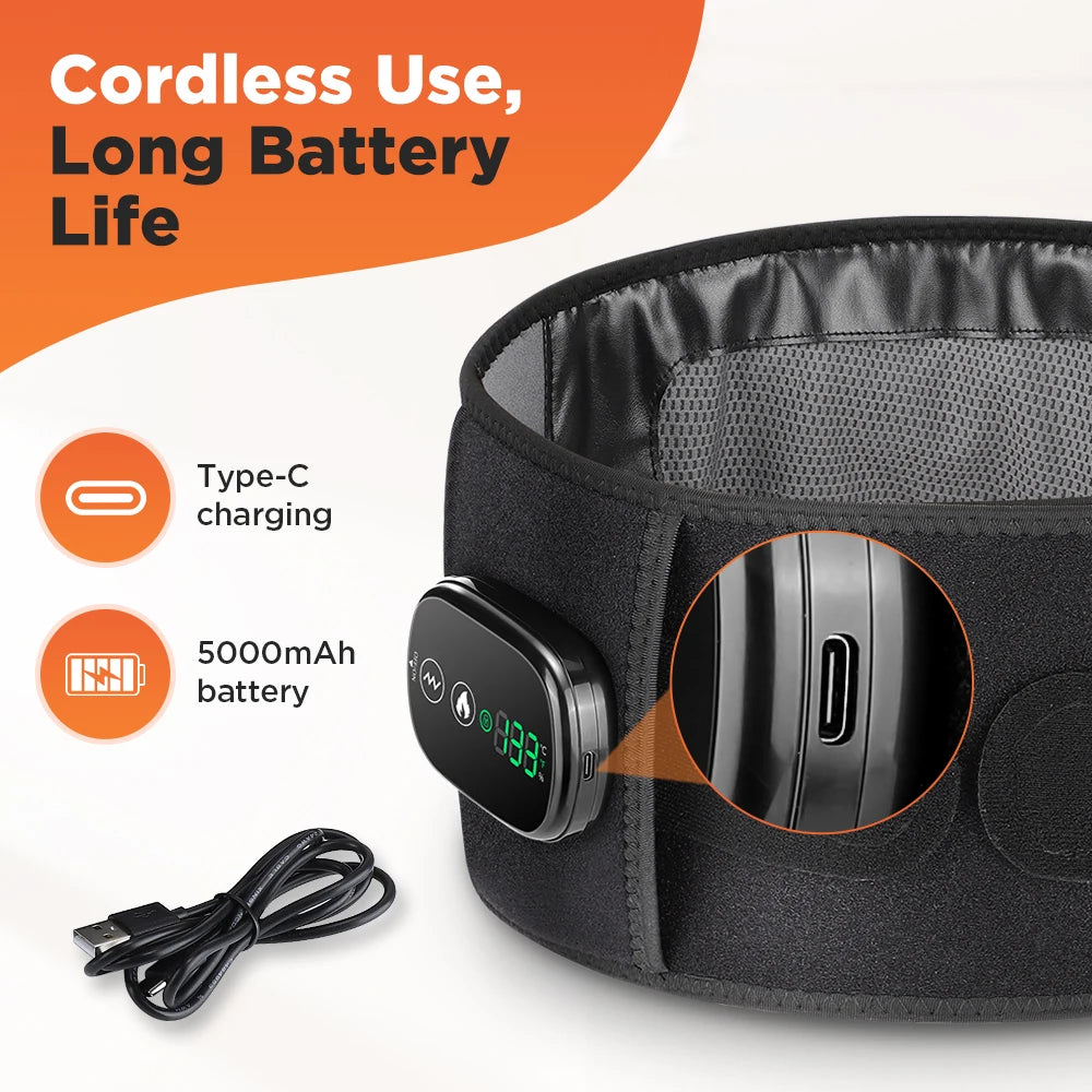 5-speed Heated Waist Belt Lower Back Lumbar Support Heating Pad 3 Vibration Massage Brace Abdomen Warm Menstrual Care Wrap